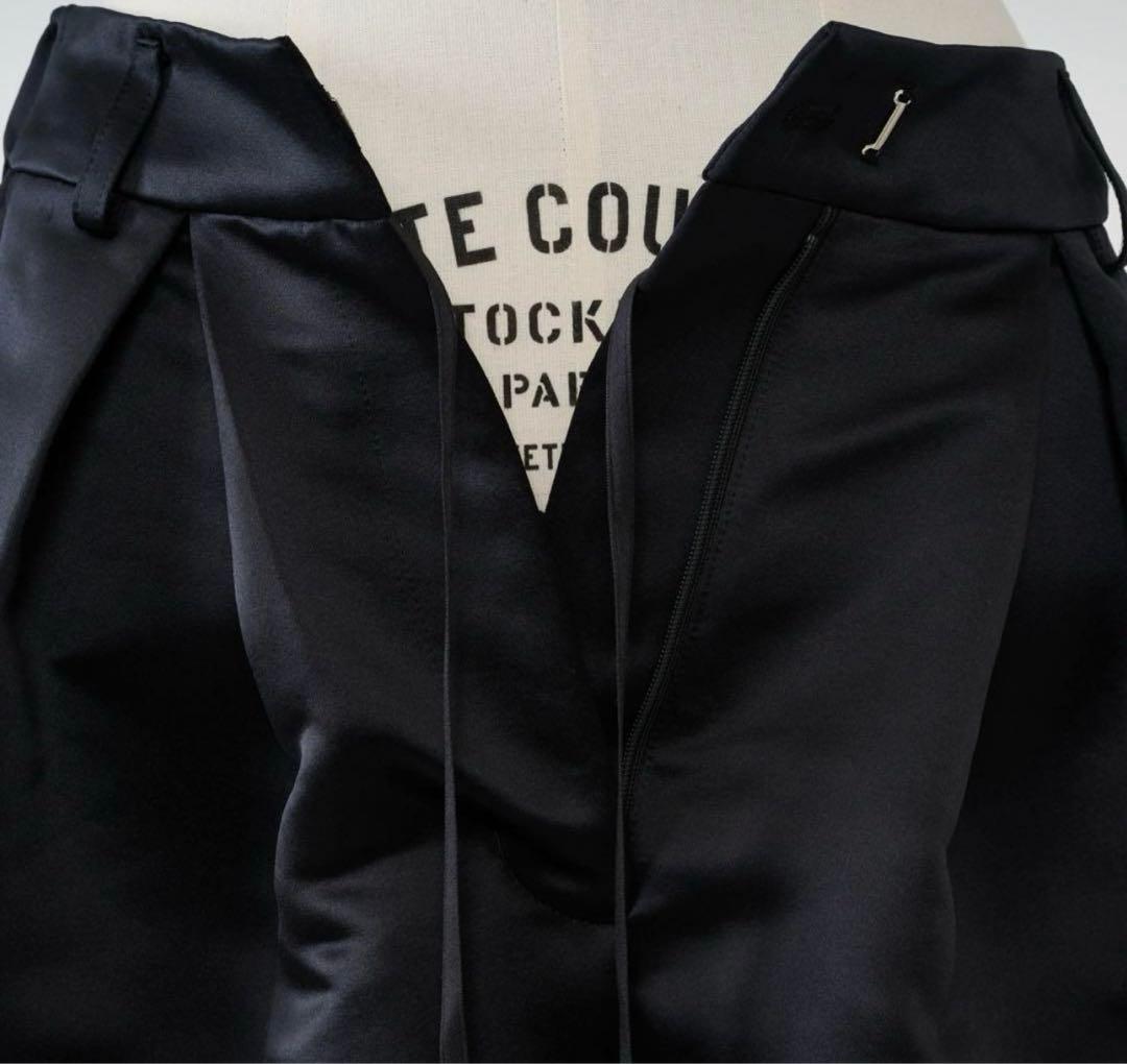 【Heve】サテンフレアガウチョ　ワイドフレアパンツ 36サイズ　ブラック