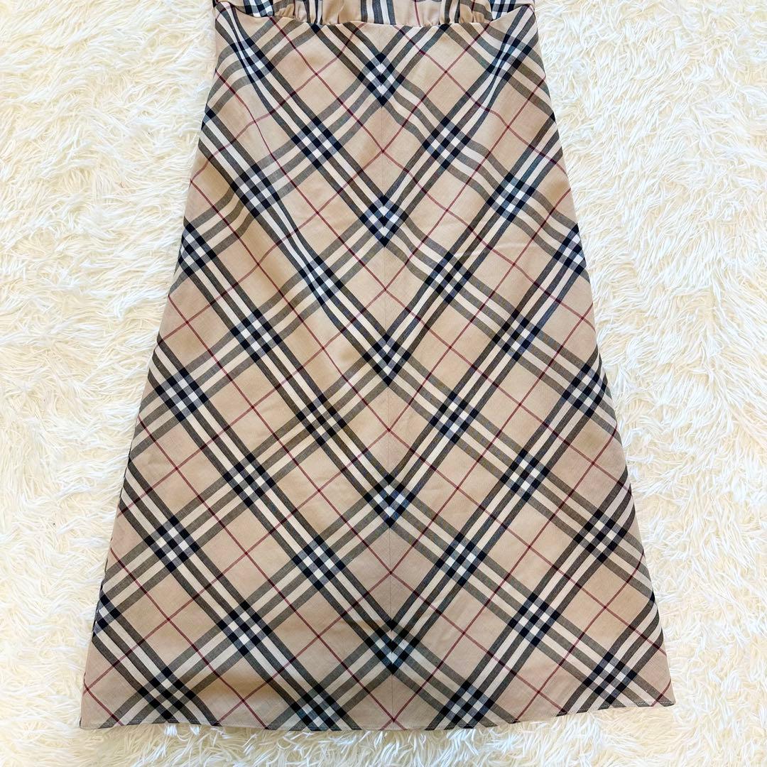 美品 バーバリーブルーレーベル ノバチェック ワンピース ホルターネック 36