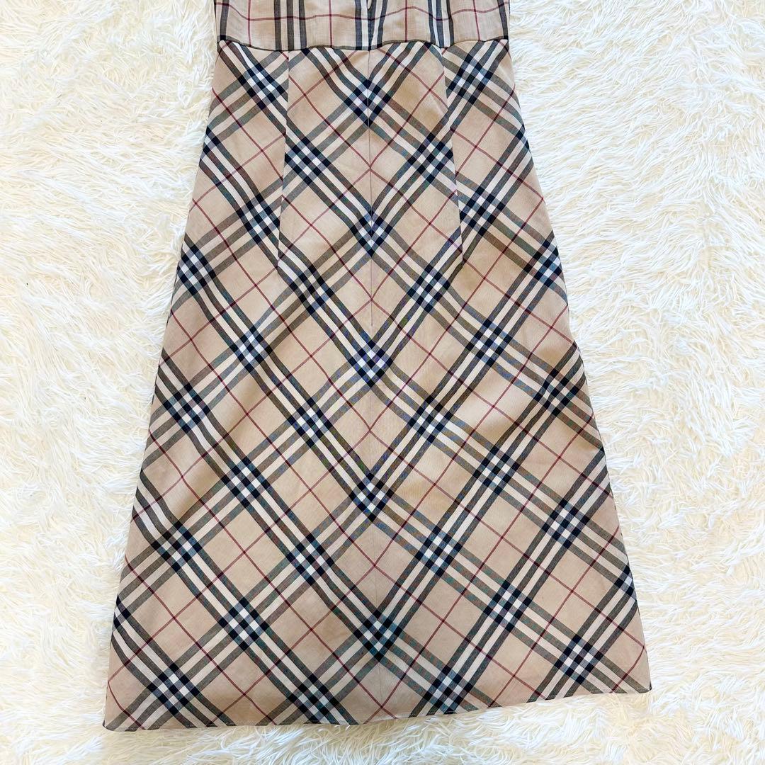 美品 バーバリーブルーレーベル ノバチェック ワンピース ホルターネック 36