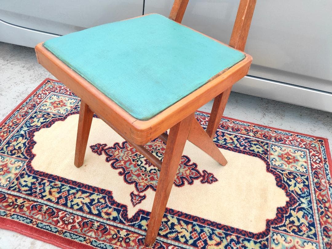 (希少レア) MARUNIマルニ☆デルタチェア①☆ビンテージ☆レトロ ターコイズ