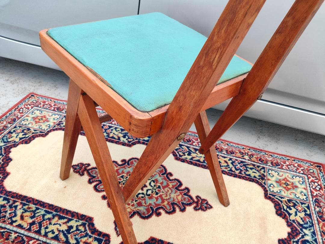 (希少レア) MARUNIマルニ☆デルタチェア①☆ビンテージ☆レトロ ターコイズ