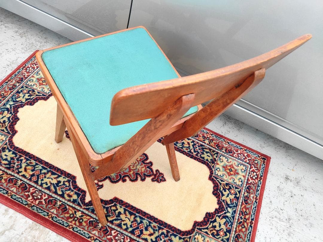 (希少レア) MARUNIマルニ☆デルタチェア①☆ビンテージ☆レトロ ターコイズ