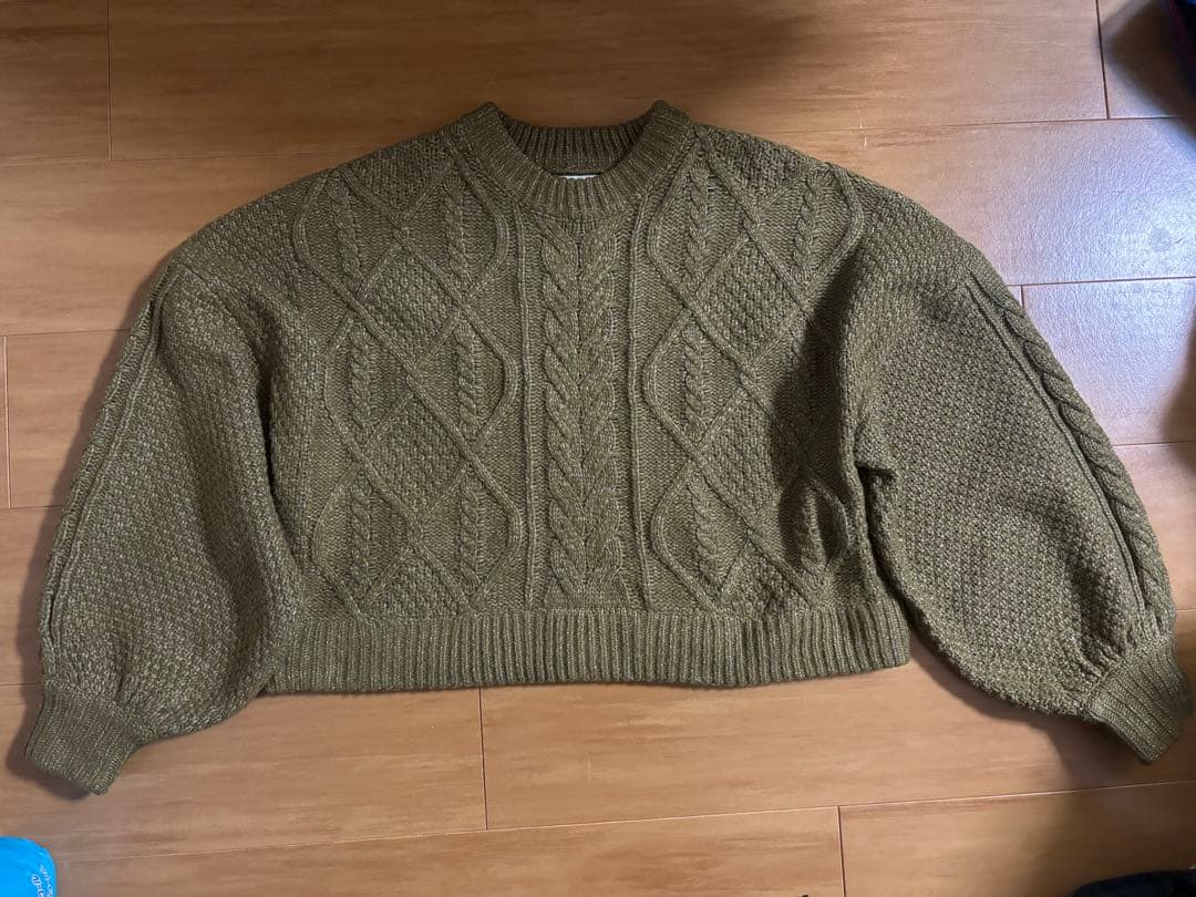 olun short cable knit/ショートケーブルニット カーキ