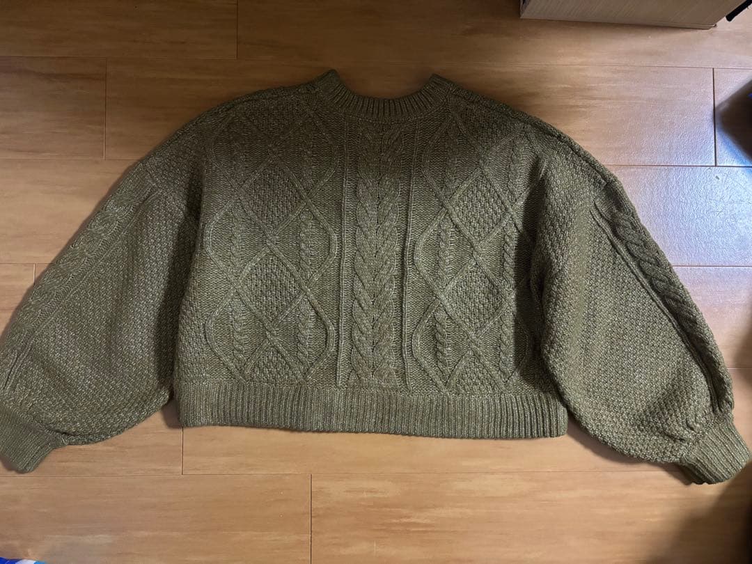 olun short cable knit/ショートケーブルニット カーキ