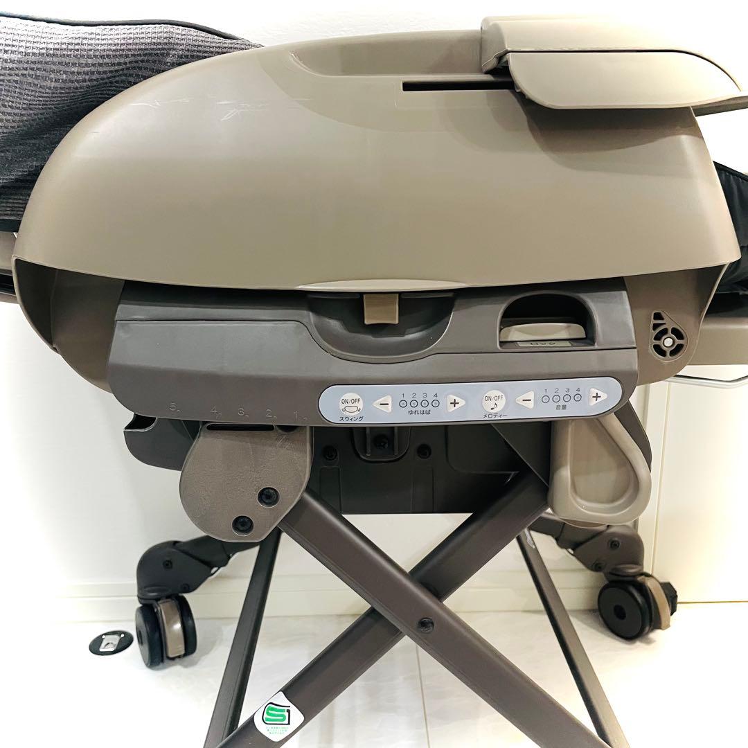 【美品】テーブル艶★コンビネムリラオートスイングBEDiLongカフェブラウン