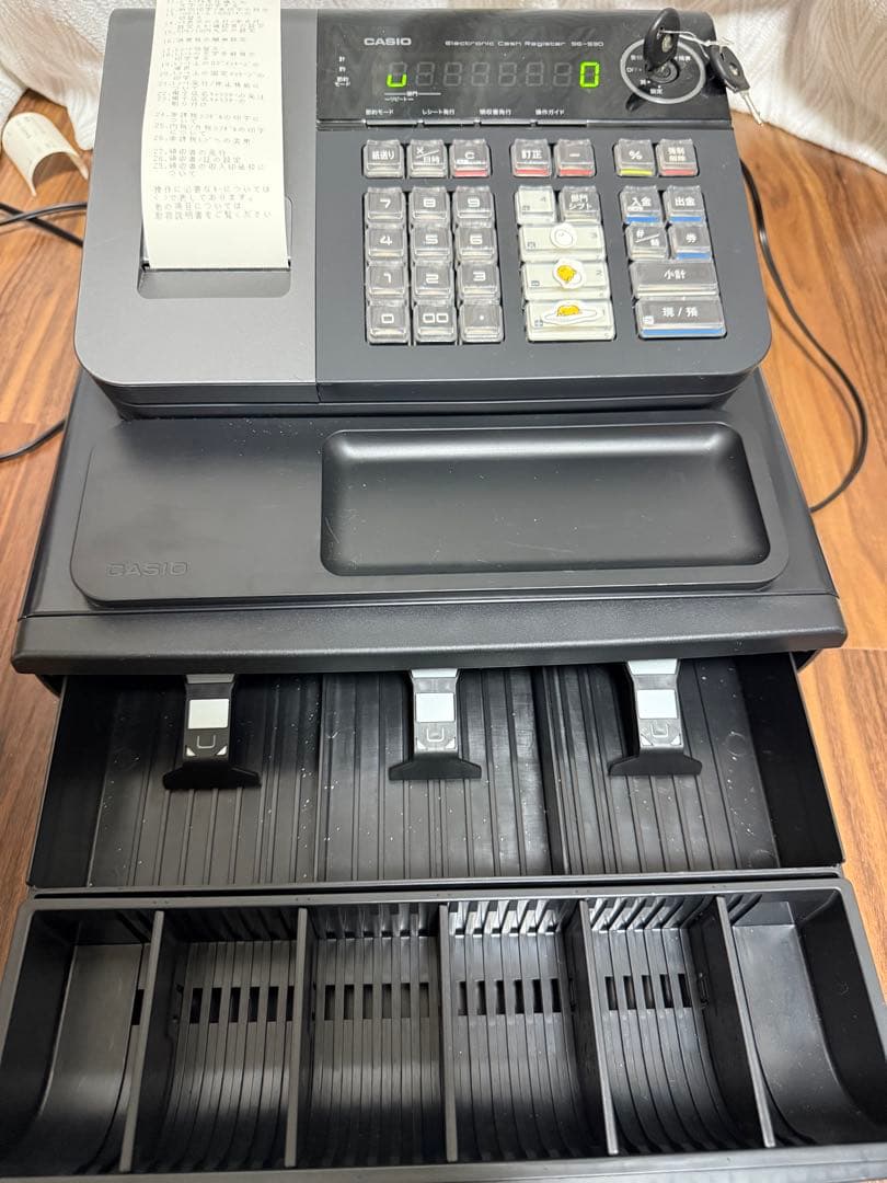 【動作良好】CASIO レジスター SE-S20 鍵付き＋感熱ロール紙5巻セット