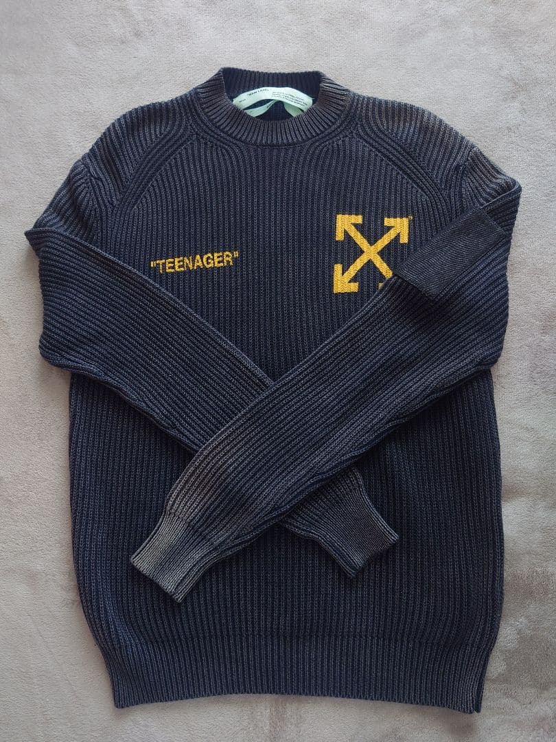 リブ編みニット セーター ダークグレー