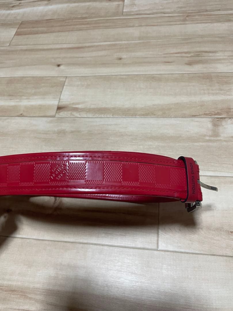 正規品Louis Vuitton 赤 モノグラム ベルト メンズ