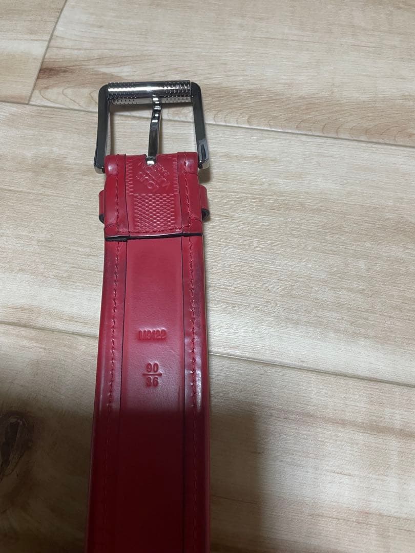 正規品Louis Vuitton 赤 モノグラム ベルト メンズ