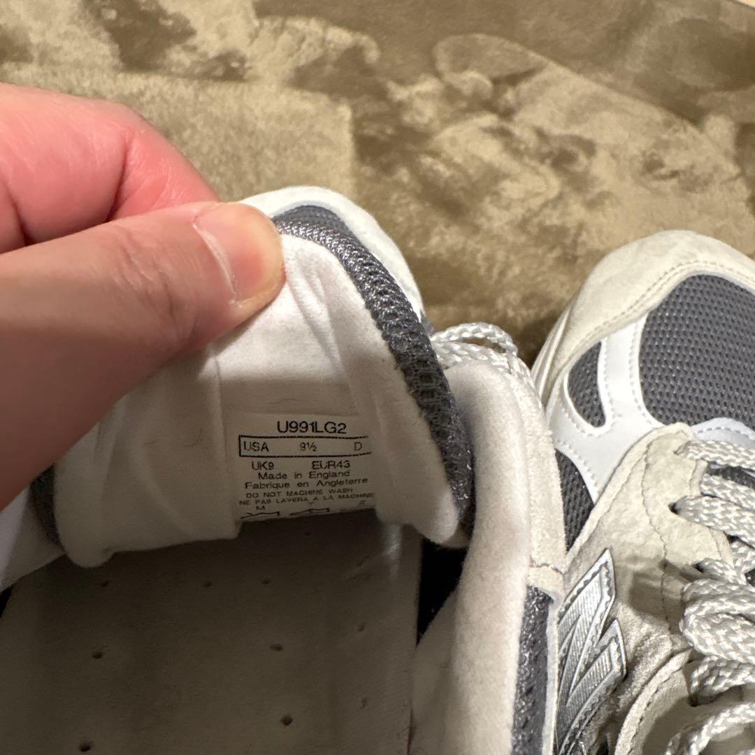 ニューバランス 991V2 U991LG2 ホワイト グレー 27.5 9.5