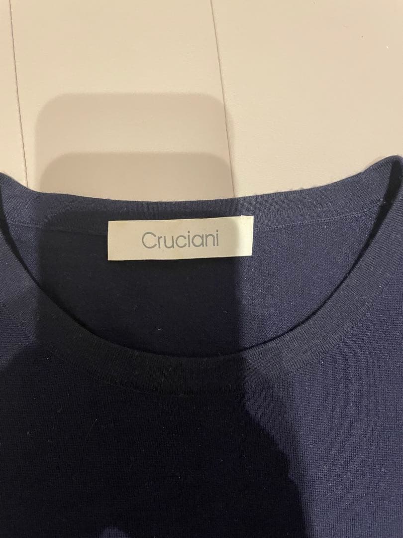 美品 Cruciani クルチアーニ クルーネック ニット ネイビー
