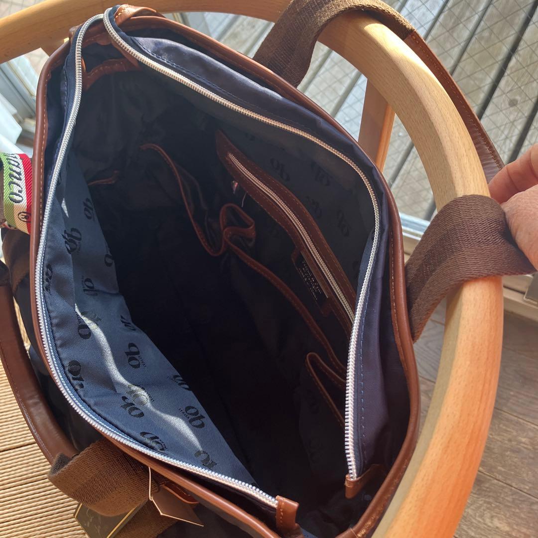 オロビアンコ　ネイビー ナイロン トートバッグ