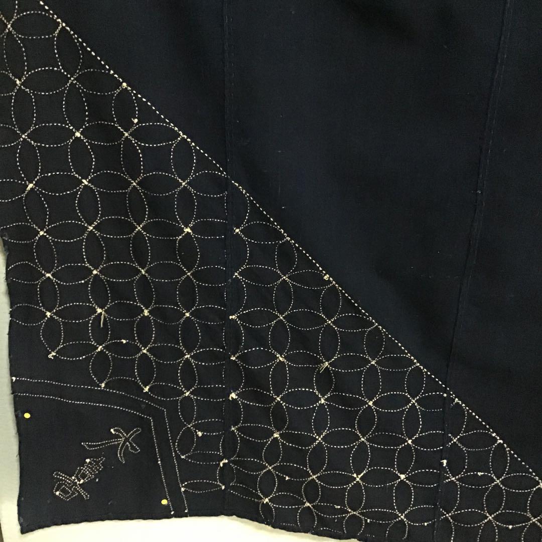 古布藍染め刺し子布地５巾難あり、２７