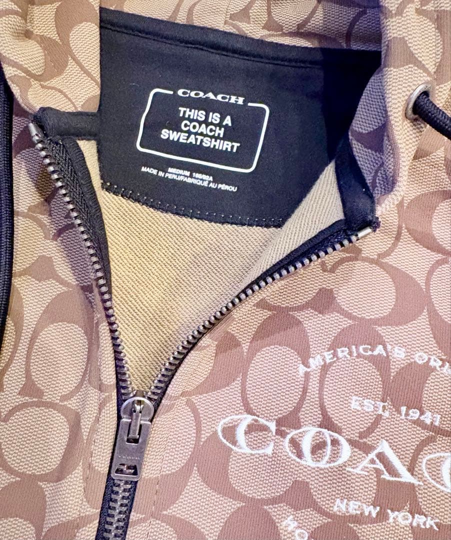 【未使用品】COACH シグネチャー ジップ フーディー M パーカー