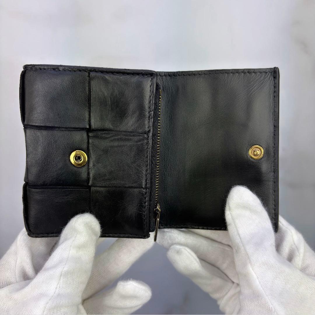 【正規品✨】BOTTEGA VENETA 三つ折り財布 ブラック