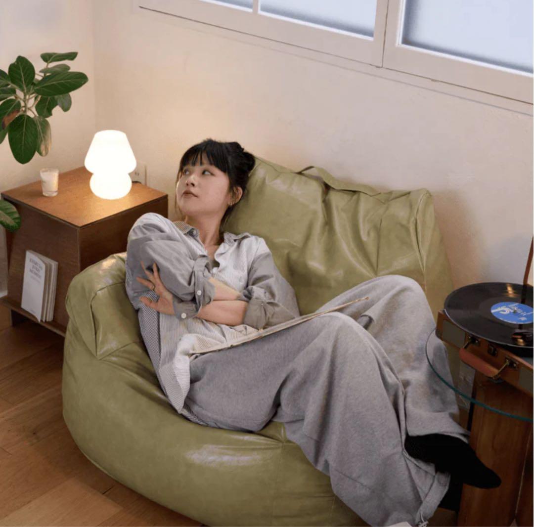 HUGME LOOSY 1人掛けビーズソファ Glossy Pistachio