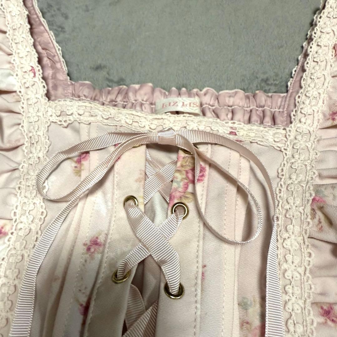 LIZLISA リズリサ 花柄　バラ ジャンスカ　レース 姫系　リボン フレア