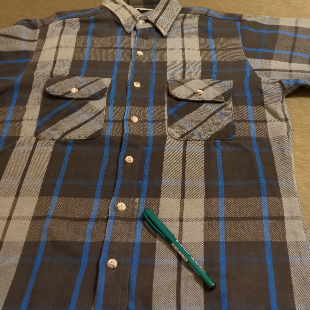 80s 超好配色 ファイブブラザーネルシャツ 黒×青×グレー アメリカ製