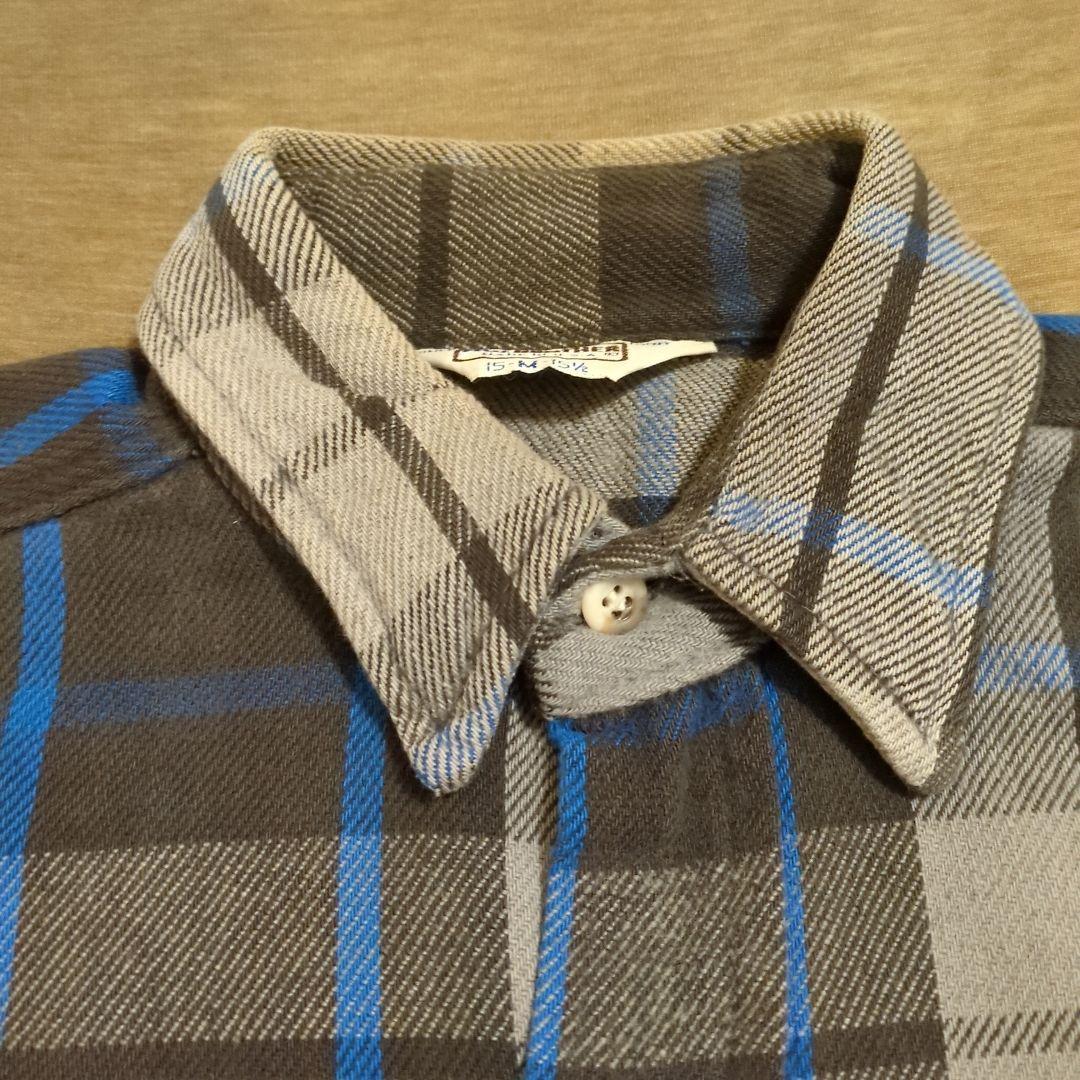 80s 超好配色 ファイブブラザーネルシャツ 黒×青×グレー アメリカ製