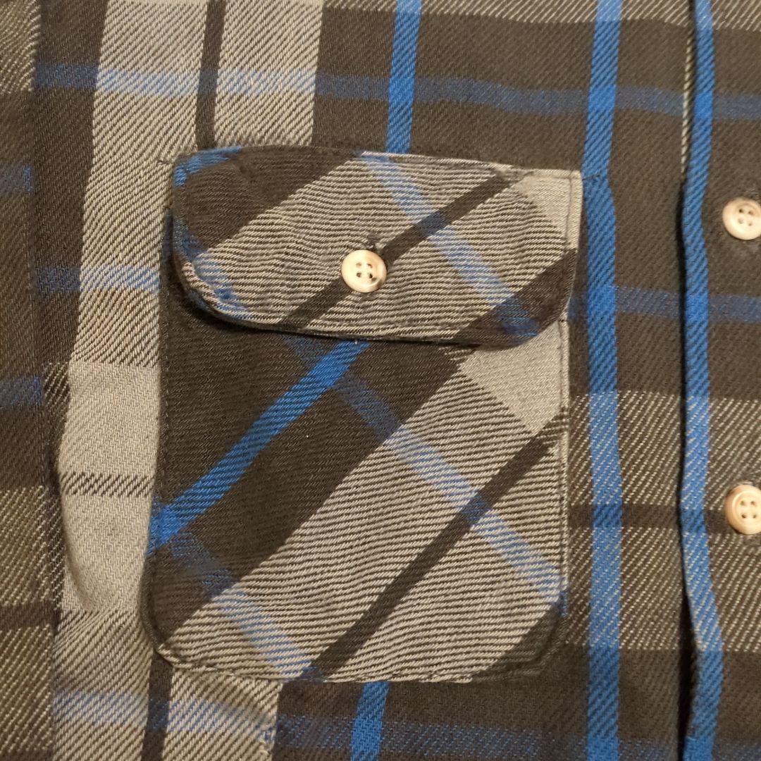 80s 超好配色 ファイブブラザーネルシャツ 黒×青×グレー アメリカ製