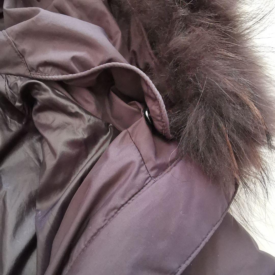 ナノユニバース × 西川ダウン ラクーン ファー ロング ダウンコート 黒 36