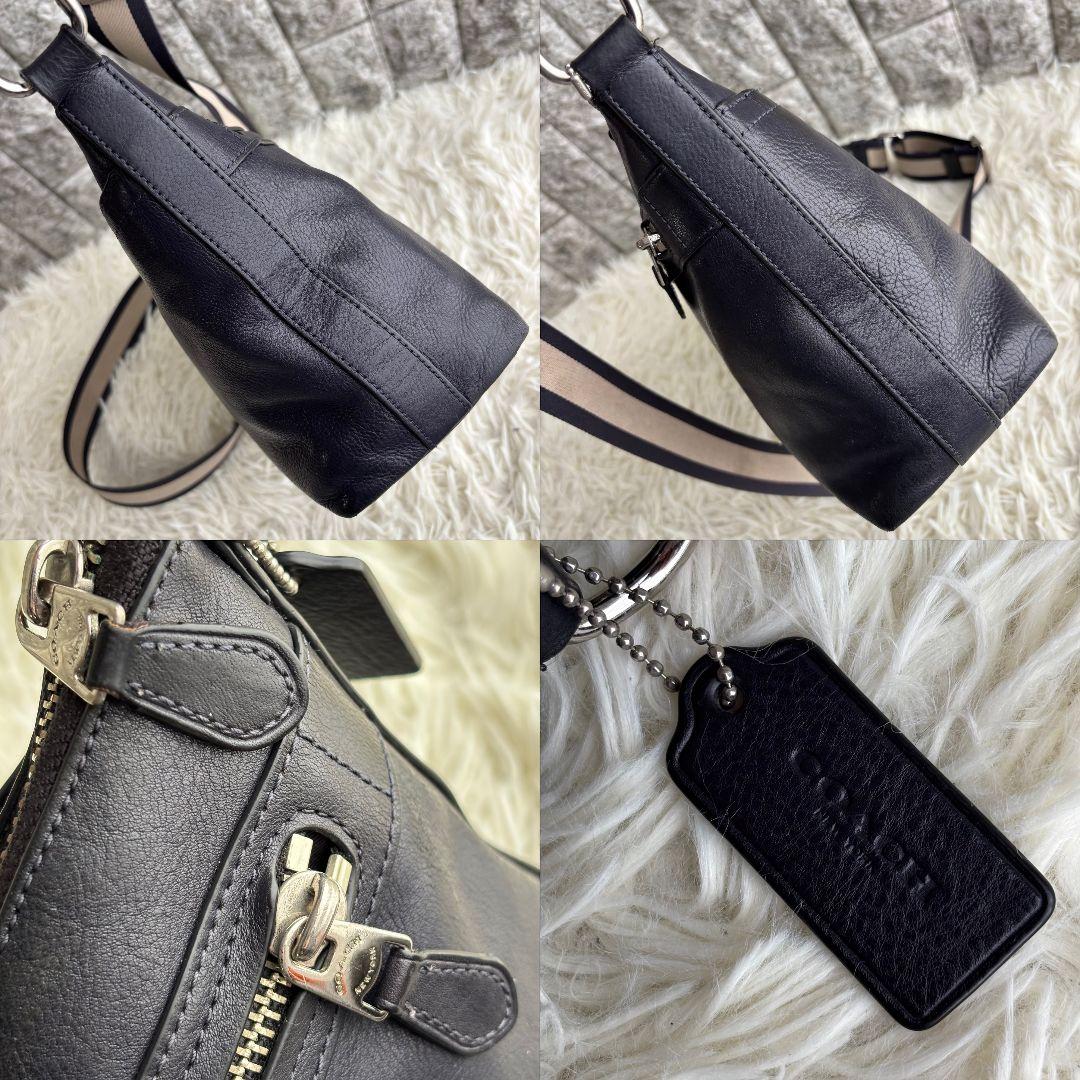 【激レア 良品】コーチ　レザーショルダーバッグ　ヘリテージ　クロスボディ　紺色