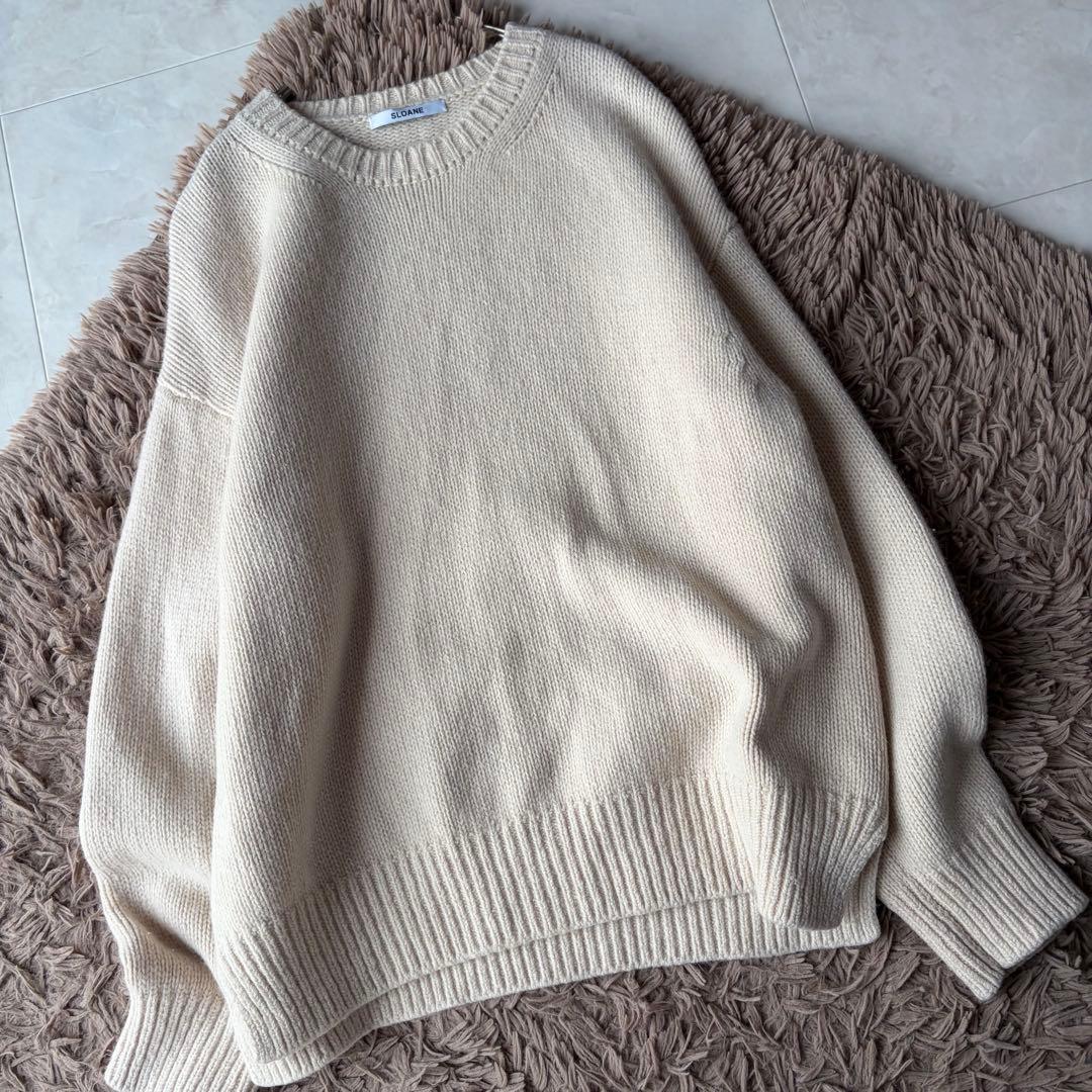 2023AW✨スローン 5G ジーロンラム×カシミヤ クルーネック ベージュ 2