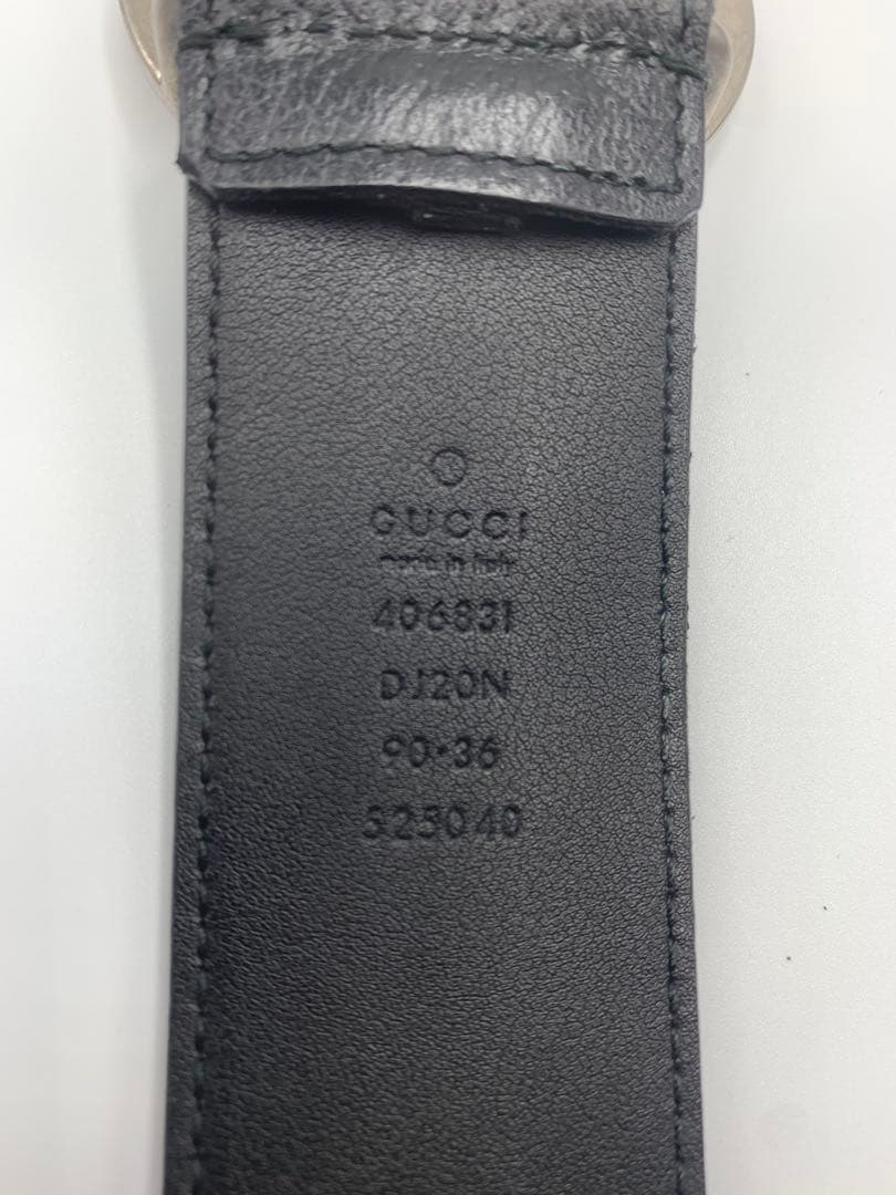 【美品】GUCCI グッチ　ダブルG ワイド ベルト ブラック　シルバー P55