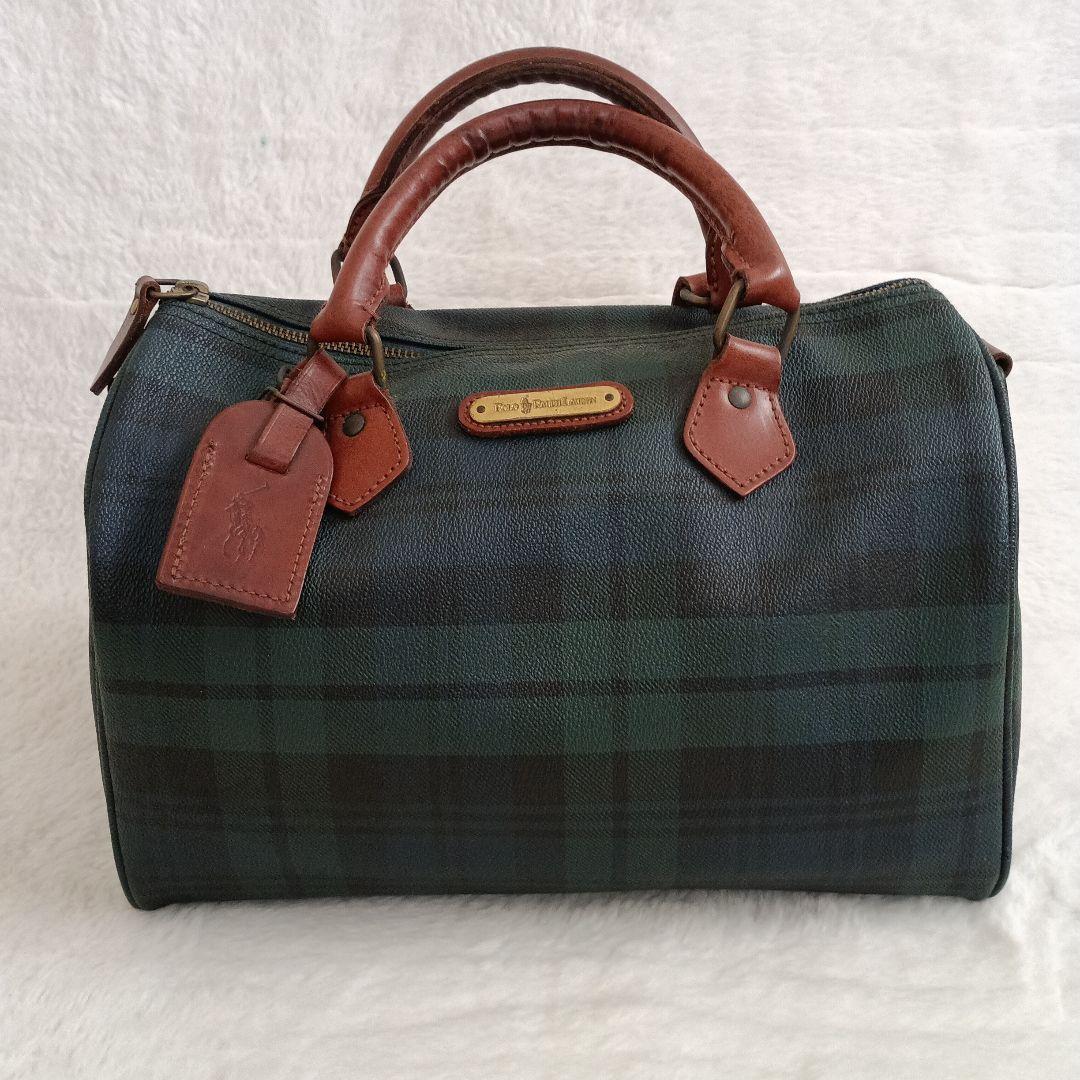 90S ポロラルフローレン ミニボストンバッグ チェック PVC