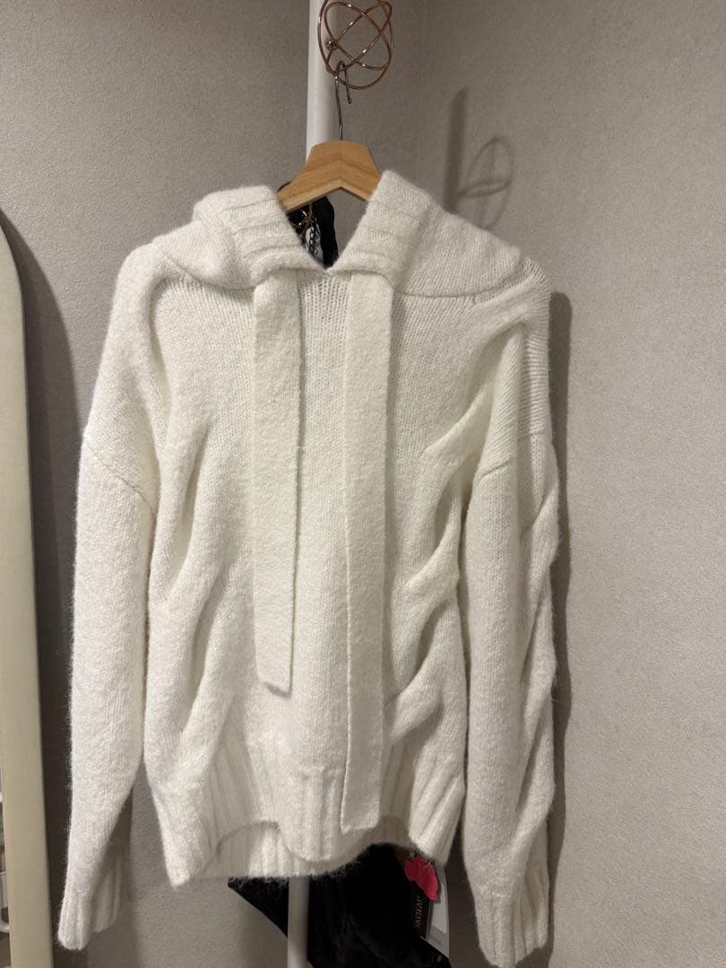 トップス andwang Ribbon Off-Shoulder Knit Set