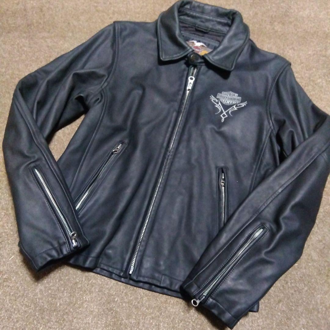 Mサイズ 美品 ハーレーダビッドソン 純正 レザー シングルライダースジャケット