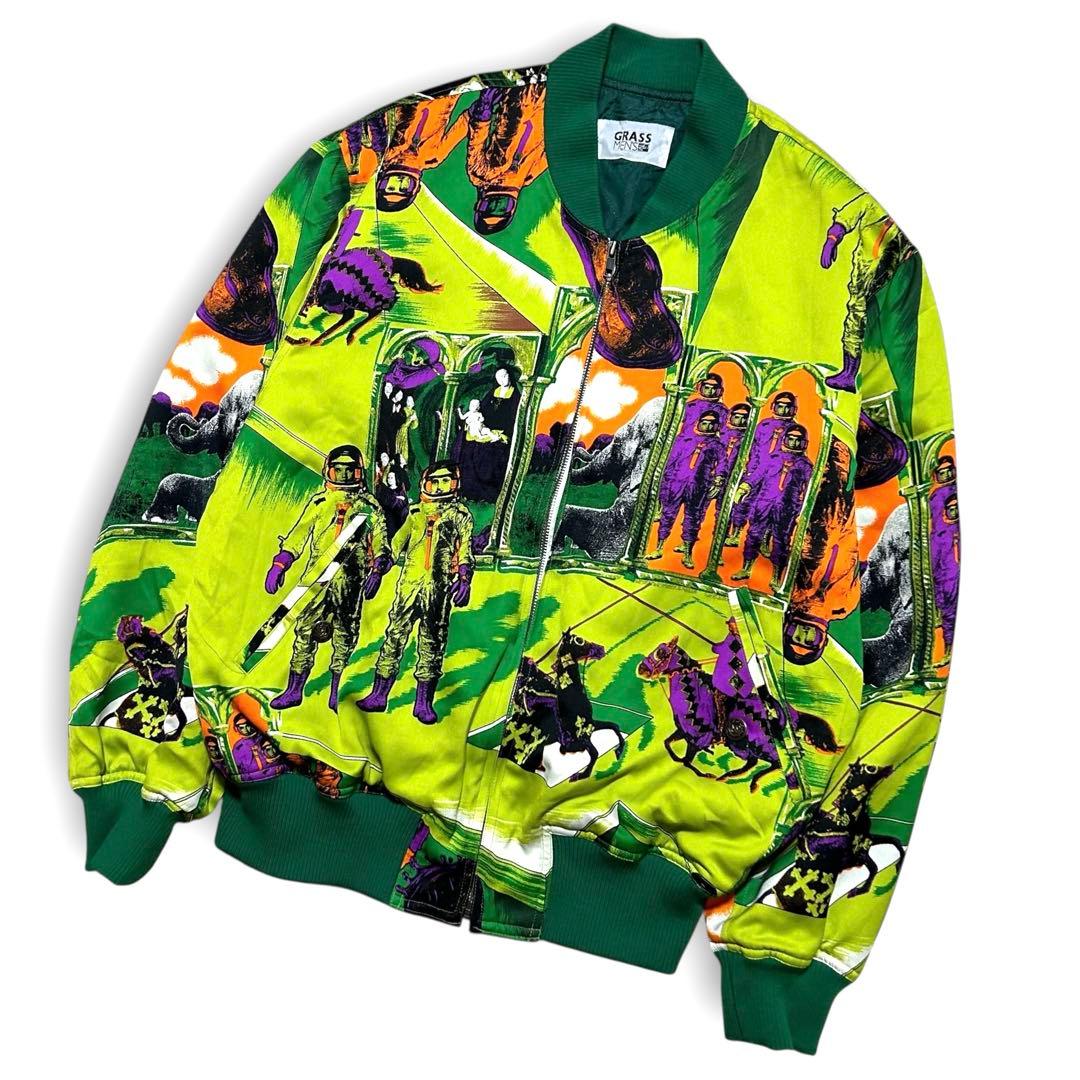 希少 90s vintage 宇宙 アート 絵画 総柄 ブルゾン ジャケット