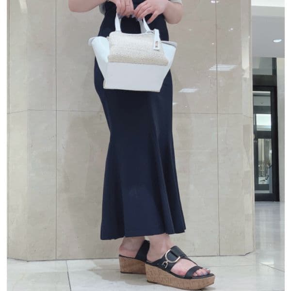 【銀座かねまつ】ウェッジミュールサンダル 黒 24.5cm 未使用品