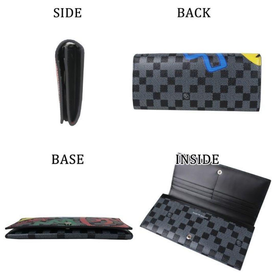新品カステルバジャックCASTEL BAJAC長財布クラー黒レザー　カラフル被せ