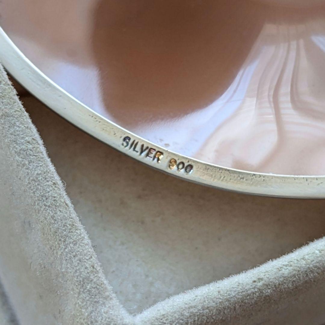 ITALY SILVER900 シェルカメオブローチ 貴婦人 楕円形 ペンダント