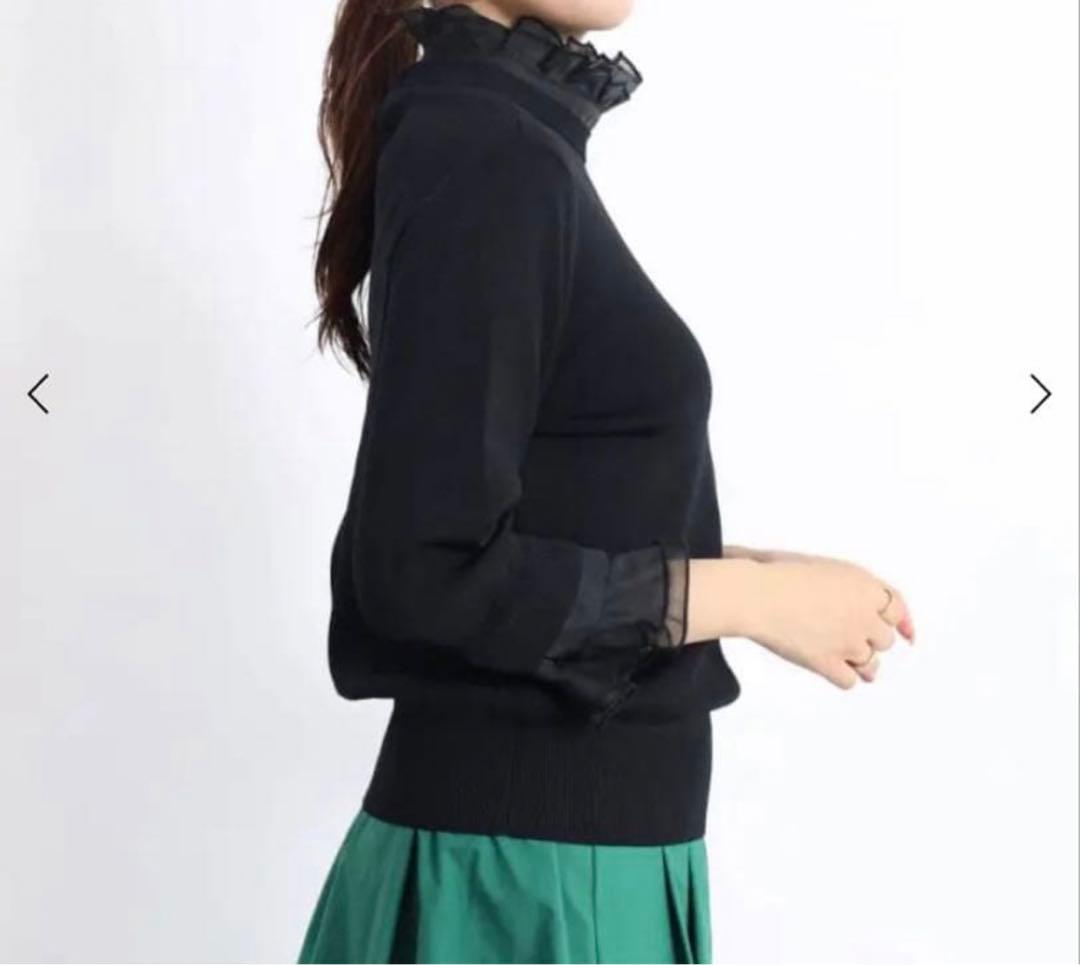 FENNEL フリル付きニットトップス　黒