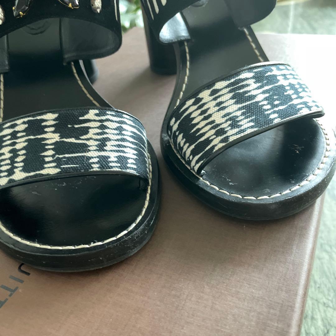 LOUIS VUITTON ヒール サンダル 39 LV ビジュー 保存袋 箱