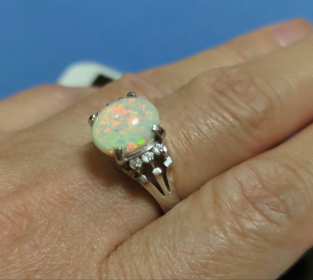 オパールリング シルバー製　11号