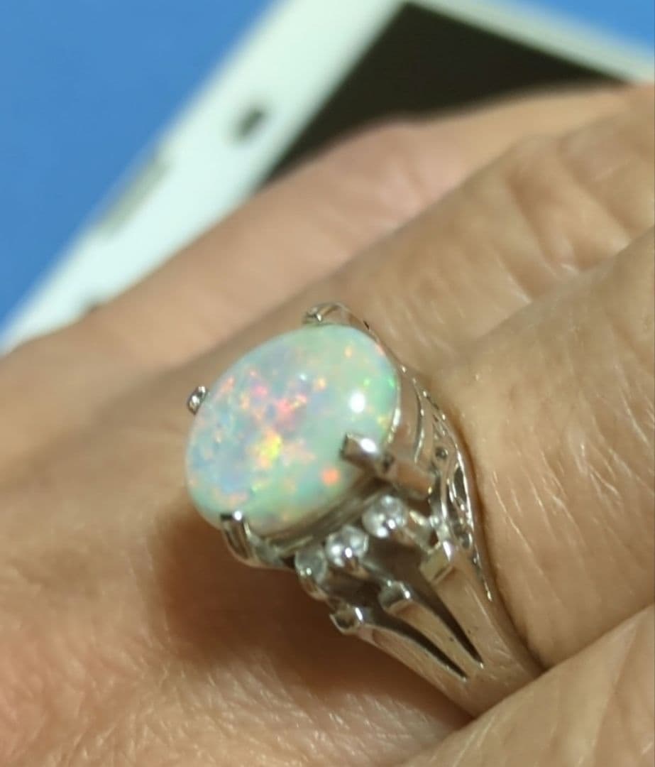 オパールリング シルバー製　11号
