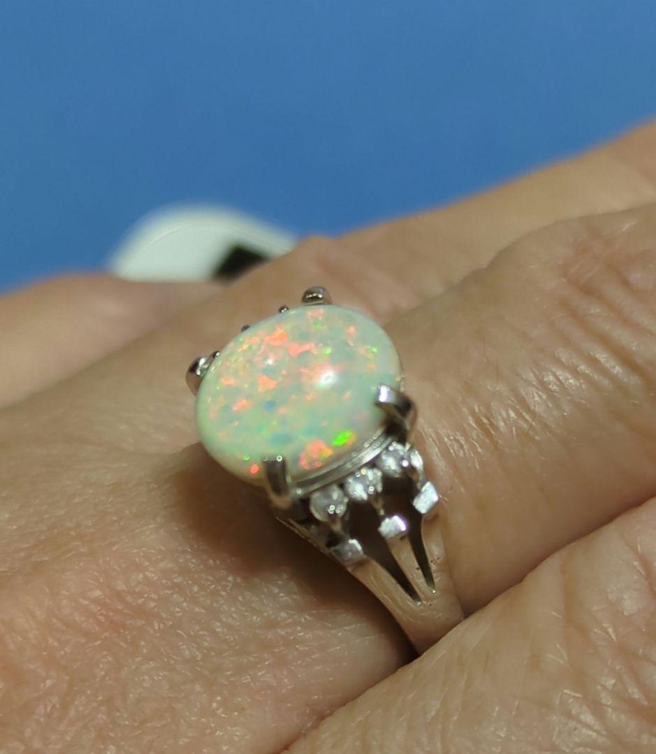 オパールリング シルバー製　11号