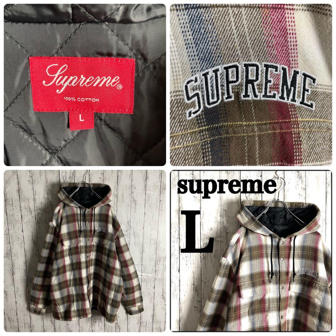 【人気モデル】シュプリーム☆ワンポイント刺繍ロゴチェック柄中綿ジャケット