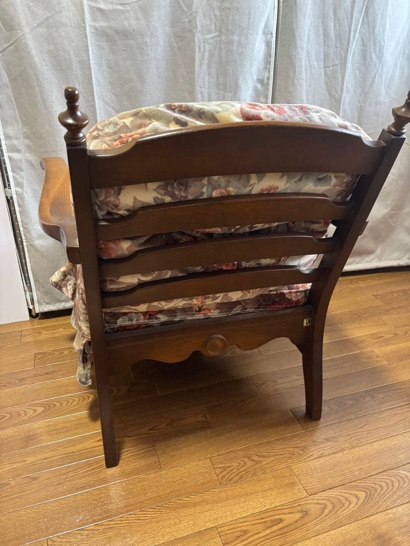 【美品】飛騨産業 キツツキマーク レトロ チェア クッション付 アンティーク①