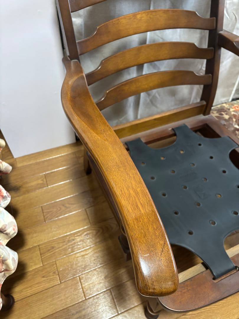 【美品】飛騨産業 キツツキマーク レトロ チェア クッション付 アンティーク①