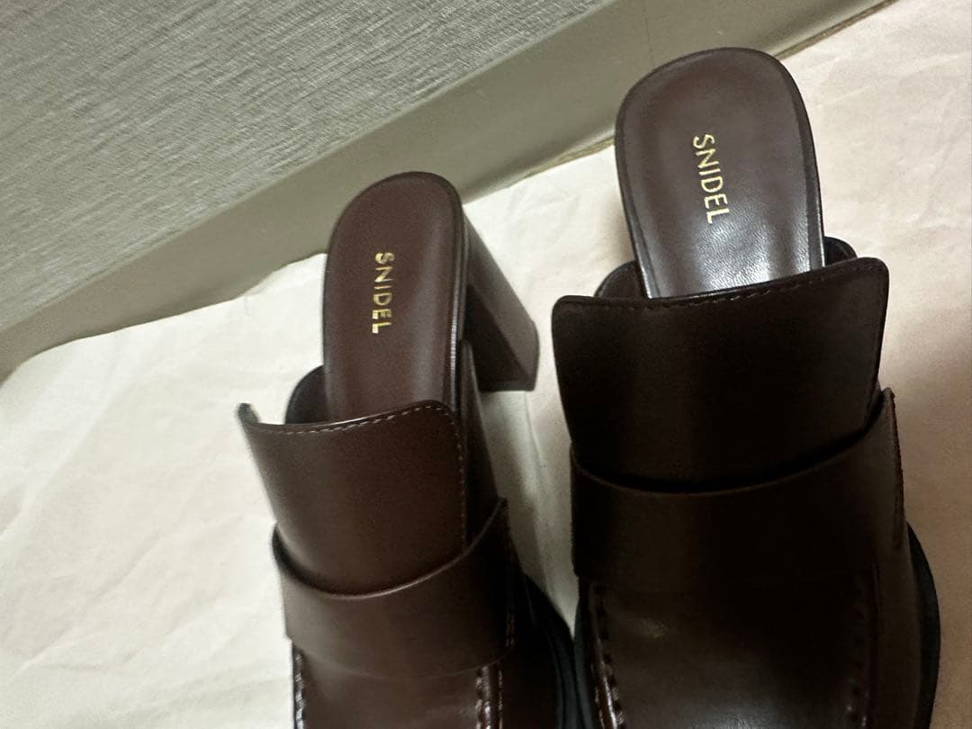 SNIDEL ヒールローファーサボ　ブラウン ミュール 23.5