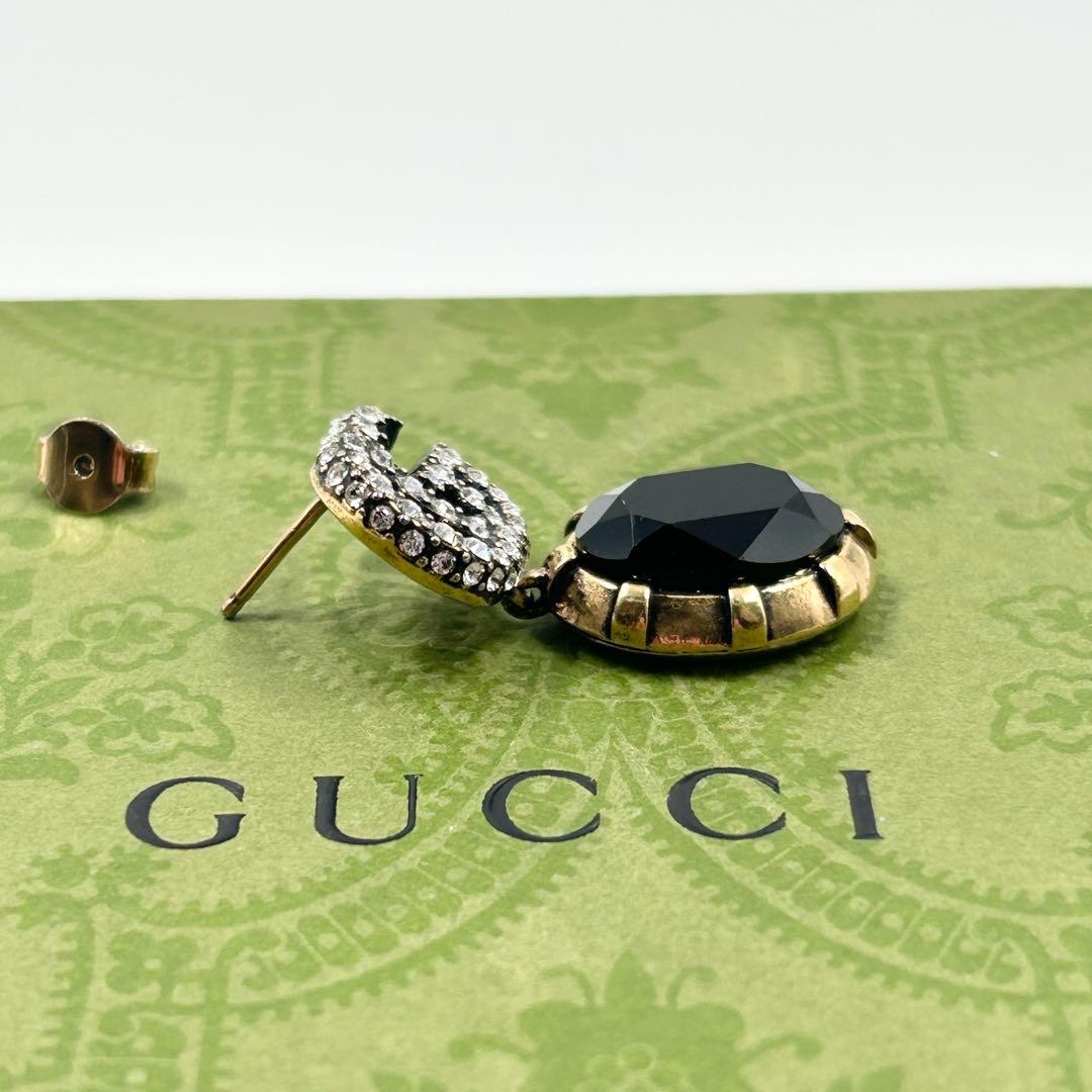 美品✨　グッチ　ピアス　マーモント ラインストーン クリスタル GG ゴールド
