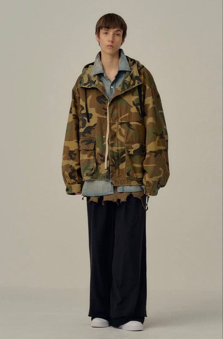 【サイズ1】ANCELLM CAMO HOODIE JACKET ウッドランド