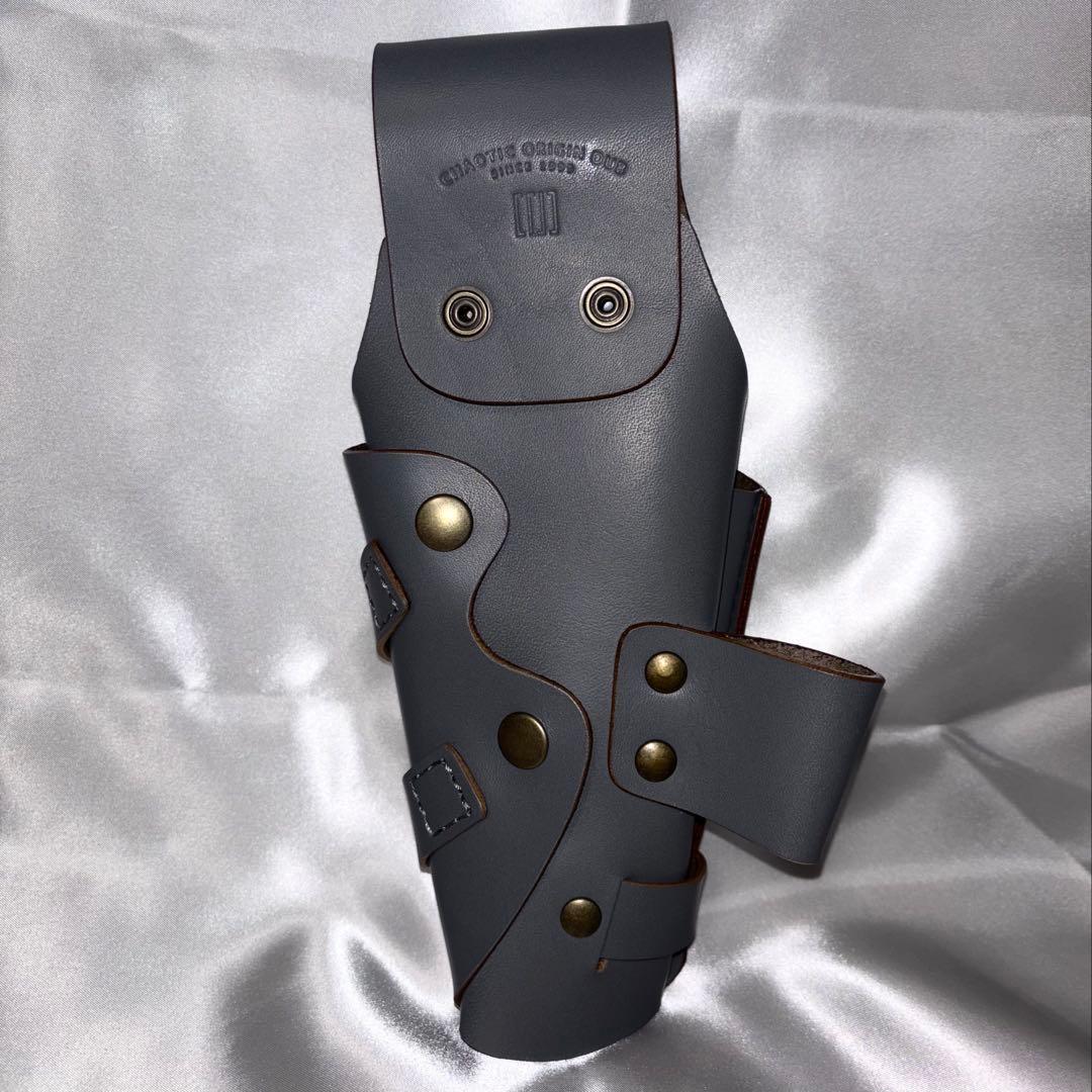 シザーケース 美容師 4丁差し 本革シザーケース グレー