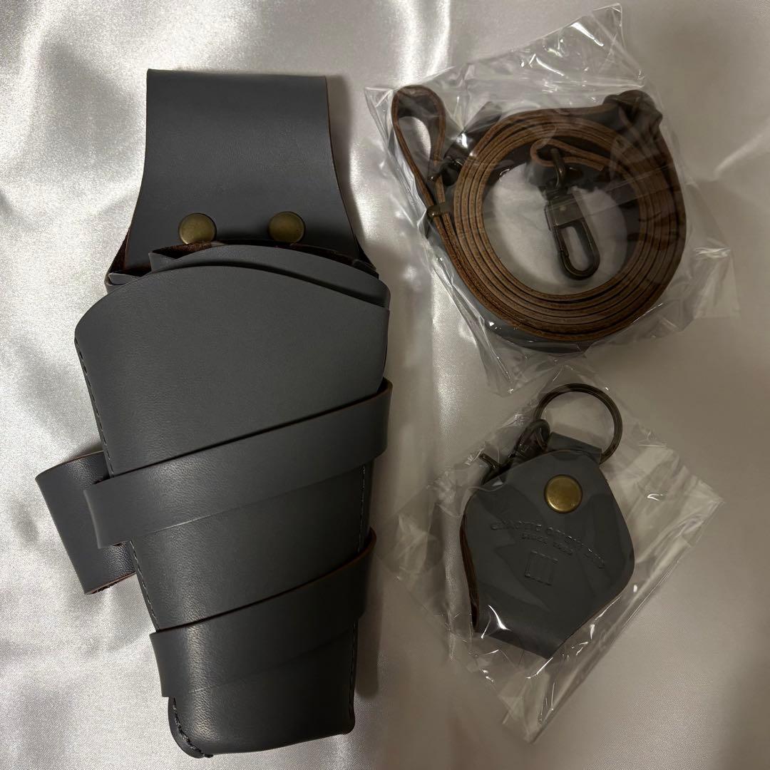 シザーケース 美容師 4丁差し 本革シザーケース グレー