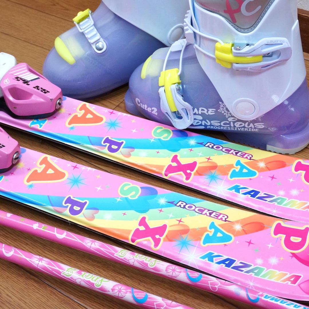 メンテ済 106cm 靴19cm KAZAMA スキーセット (110)