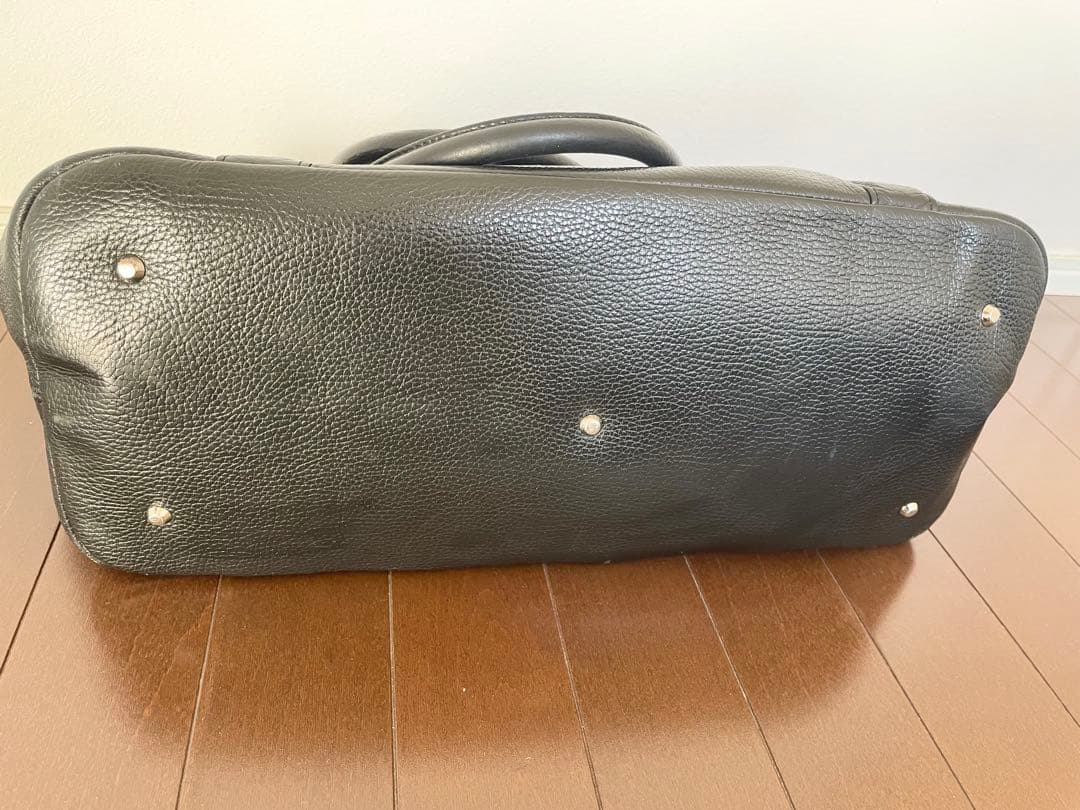 程度良 バーニーズニューヨーク ブラックレザートートバッグL